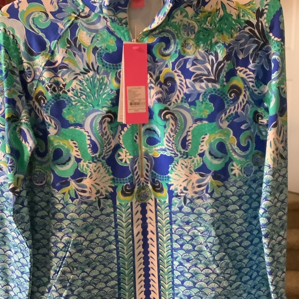 Lilly Pulitzer Blue and Green Skipper popover, XS, New